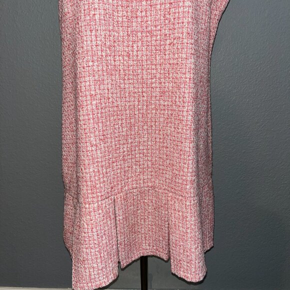 ANTHROPOLOGIE MAEVE RED WHITE & PINK BOUCLE TWEED CHANEL STYLE MINI DRESS - XL - Picture 4 of 15